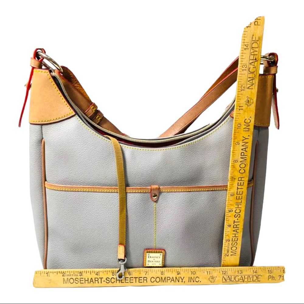 Dooney & Bourke Gray Pebble Leather Kimberly Crossbody Bag In Mint  Cond Vintage - Picture 6 of 13
